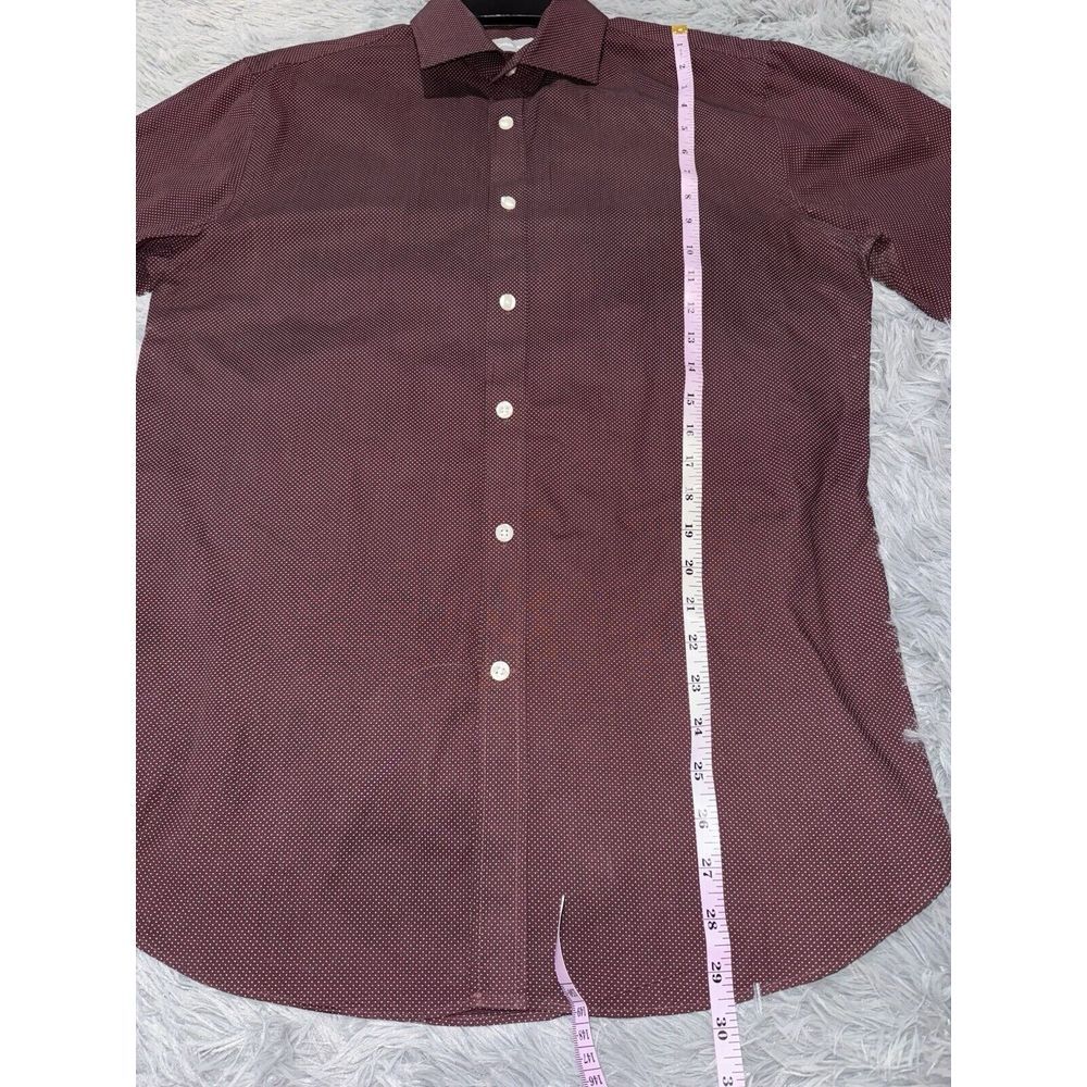Michael Kors Medium Polka Dot Burgundy Slim Fit Long Sleeve Button Down Collared - Picture 8 of 10